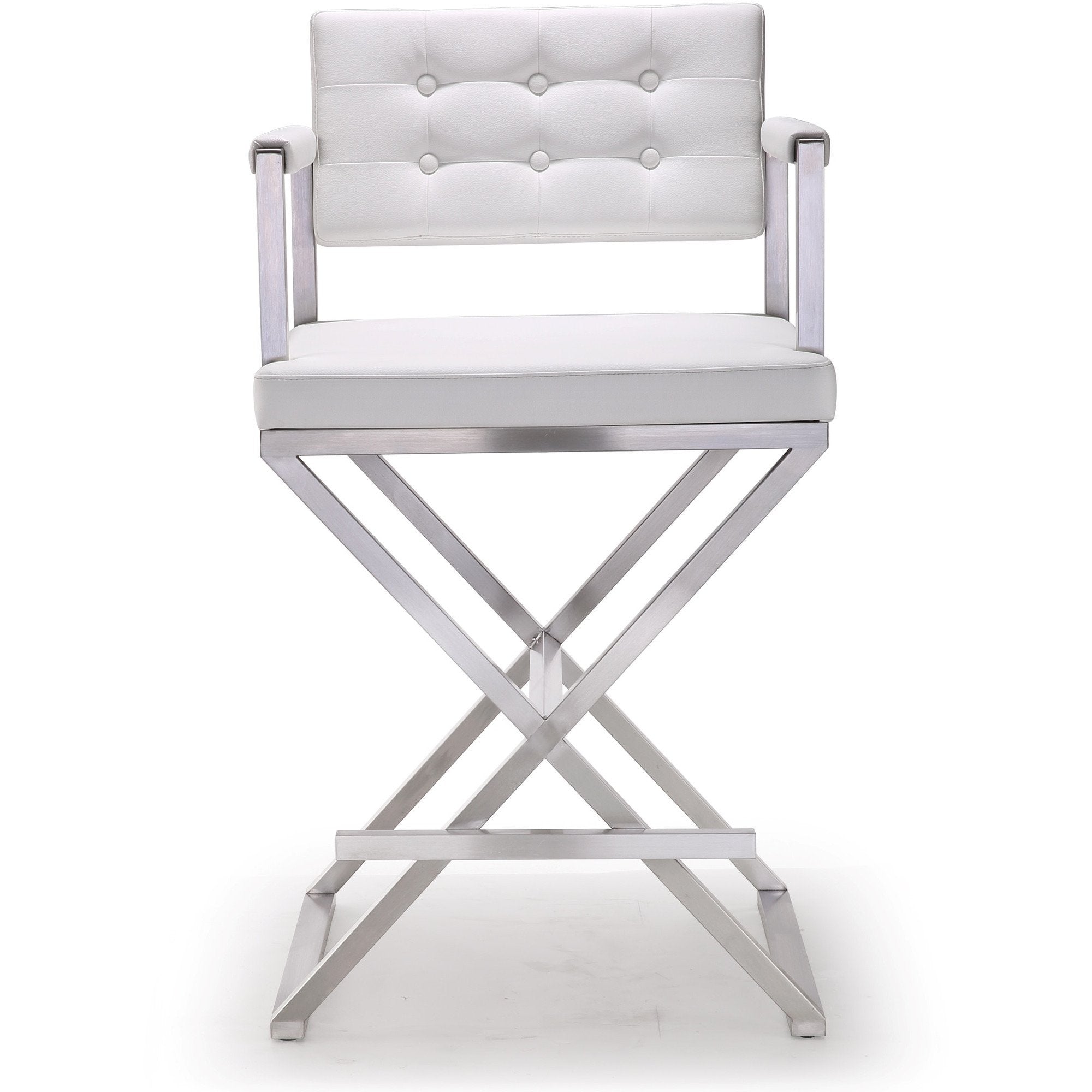 Director White Stainless Steel Counter Stool - living-essentials